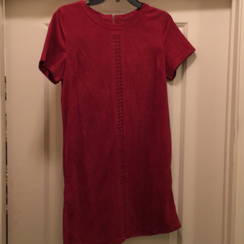 Faux Sued Crimson Dress